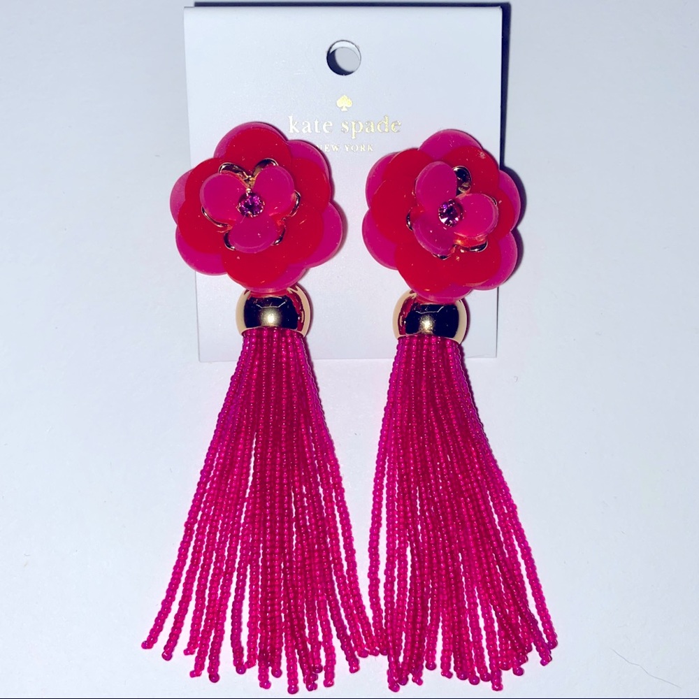 NWT Kate Spade Pink Rosy Posies Tassel Earrings